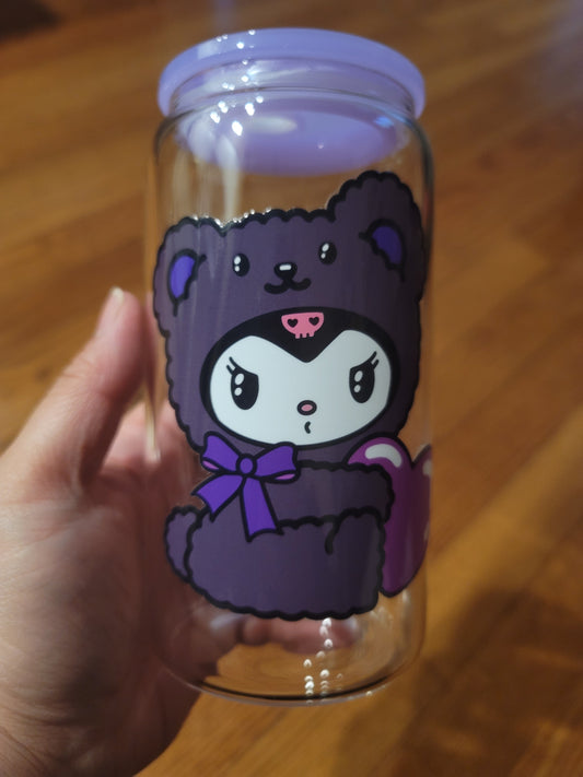 Kuku Purple Bear Glass Cup