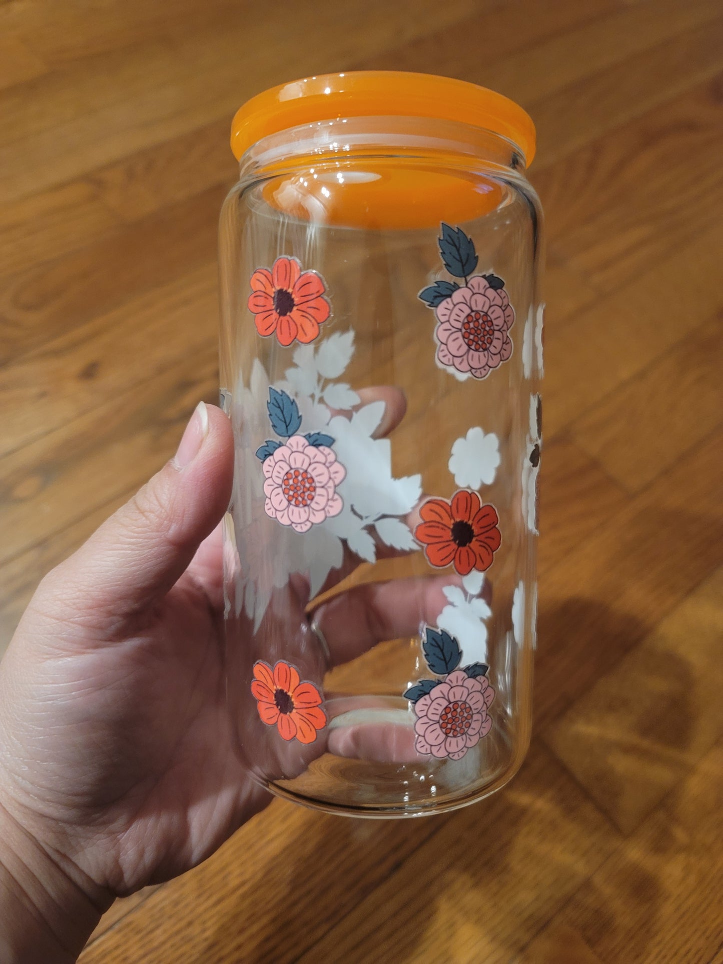 MAMA Orange Flower Glass Cup