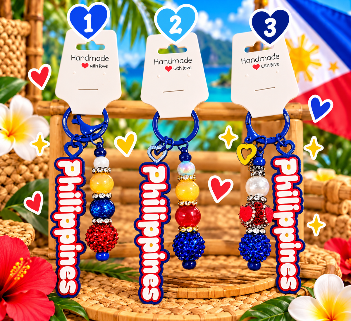 Philippines Beaded Keychain